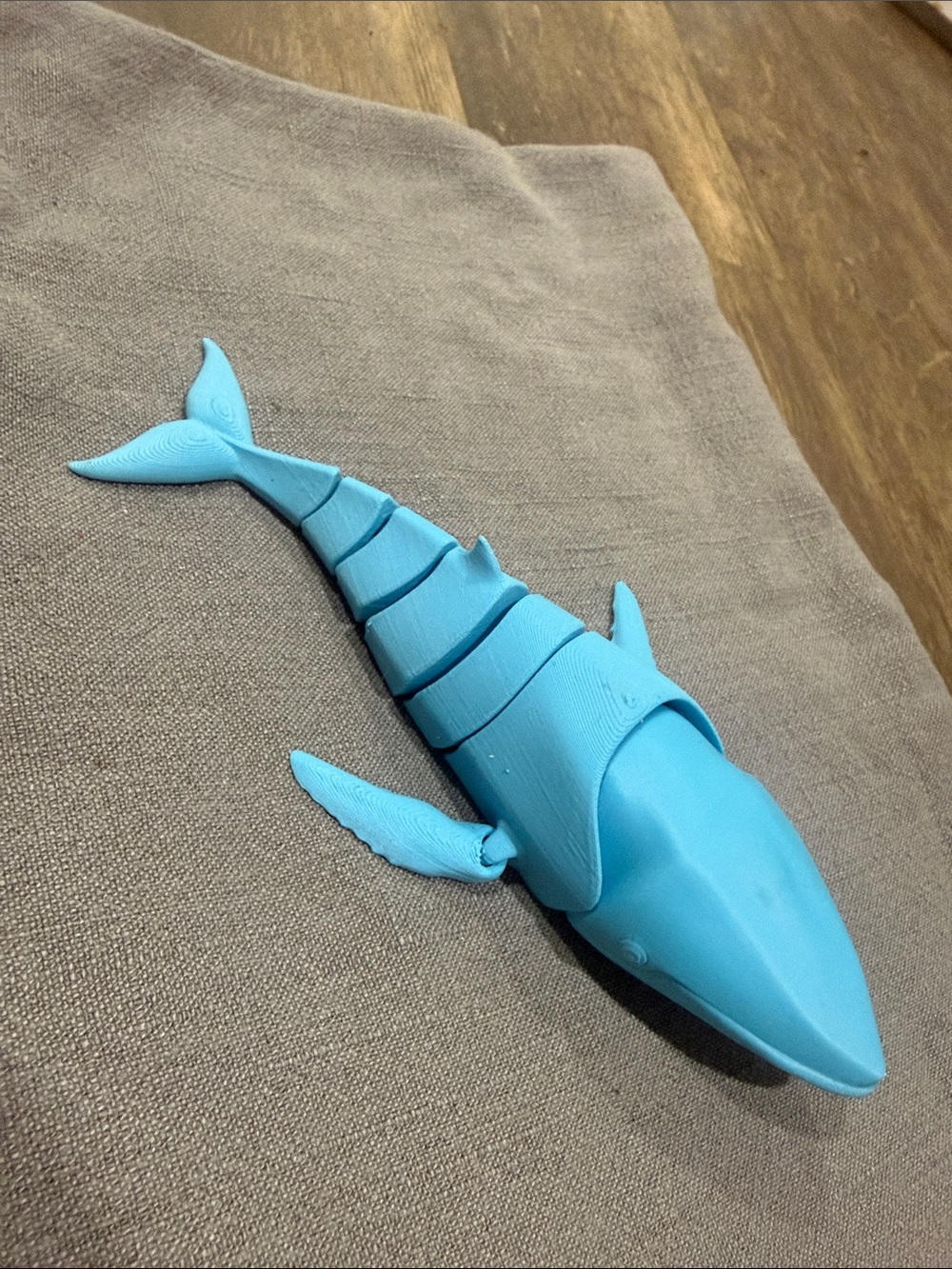 3D printed Blue Articulated Whale fidget